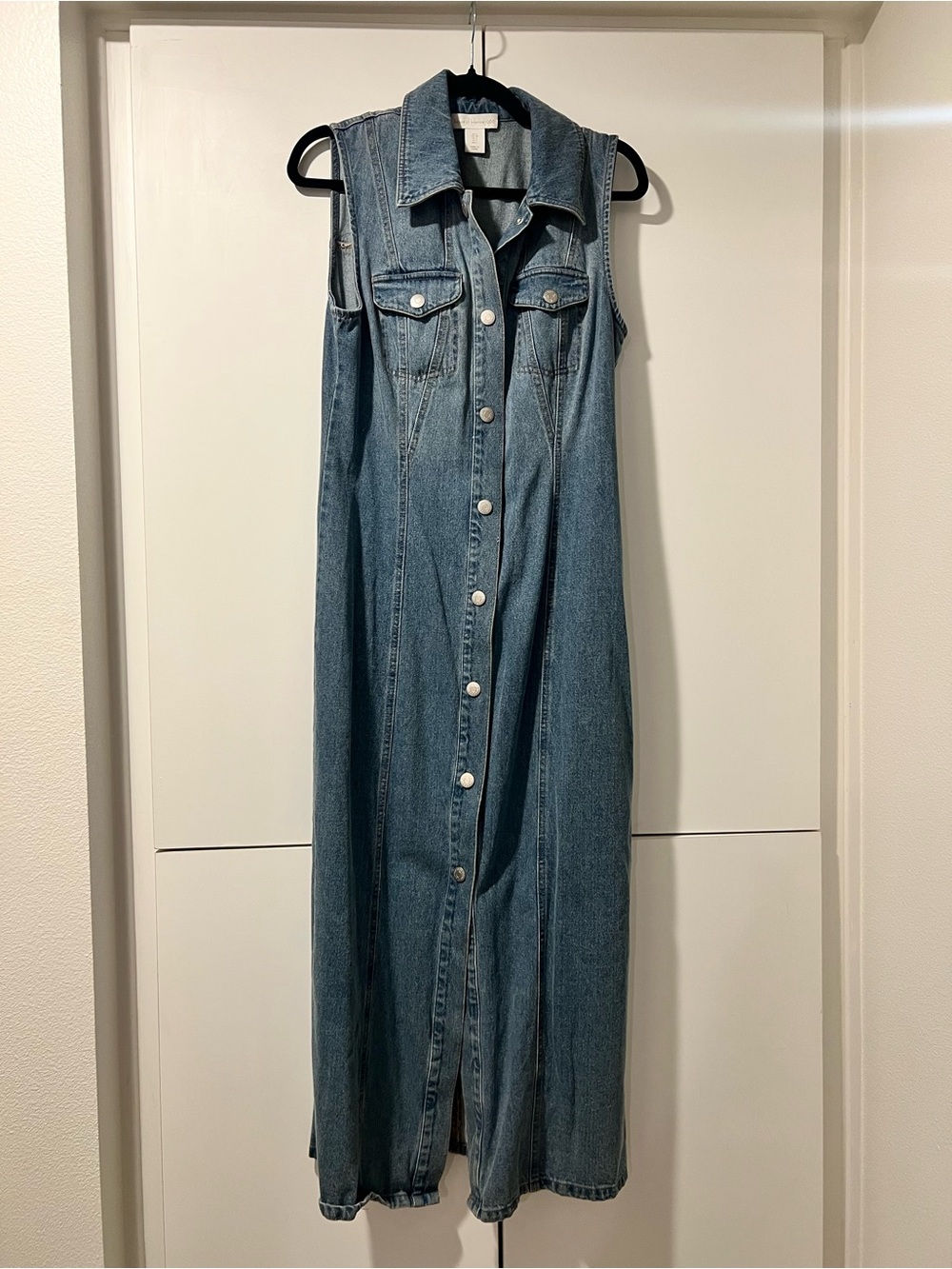 House of Harlow 1960 Blue Sleeveless Button-Front Denim Maxi Dress